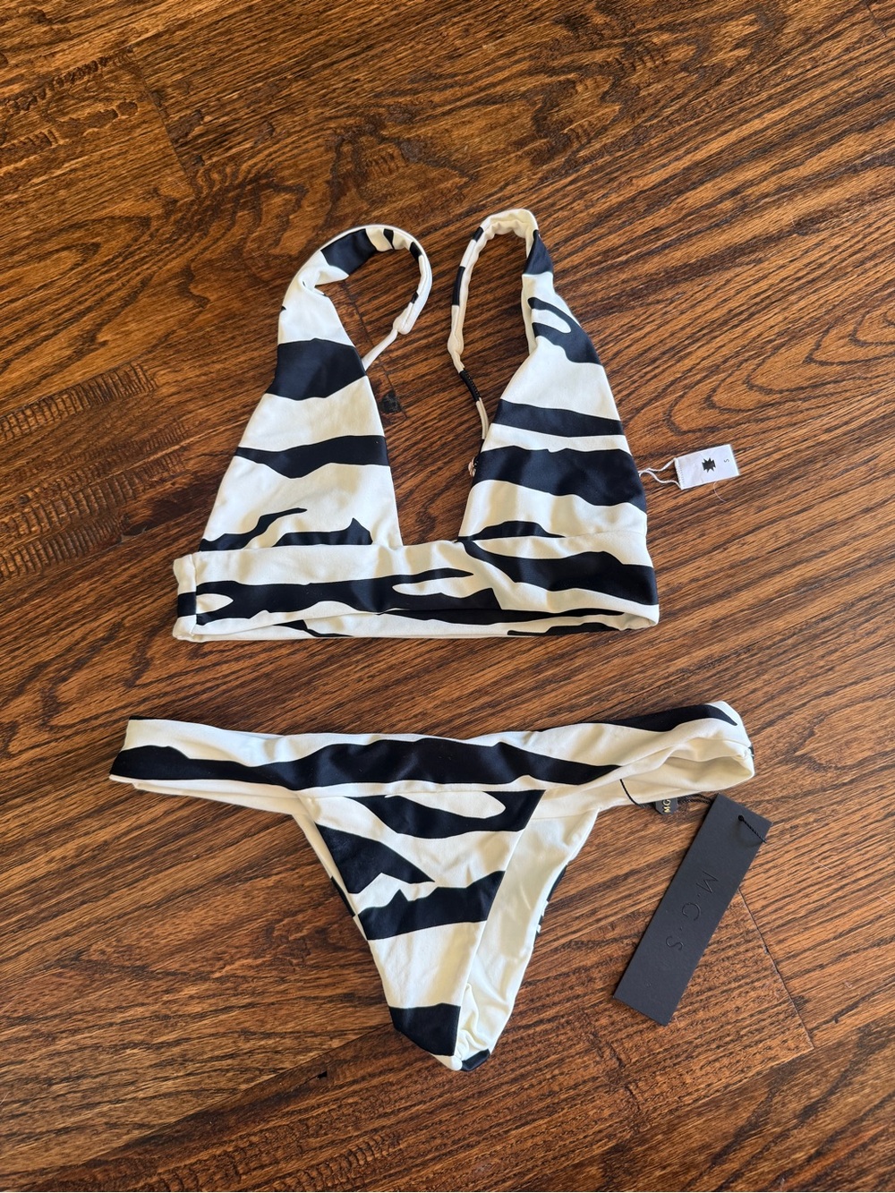 MGS Zebra Stripe Two-Piece Bikini Set - Black & White